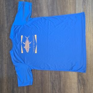 Columbia dry fit tee, EUC, royal blue with orange detail